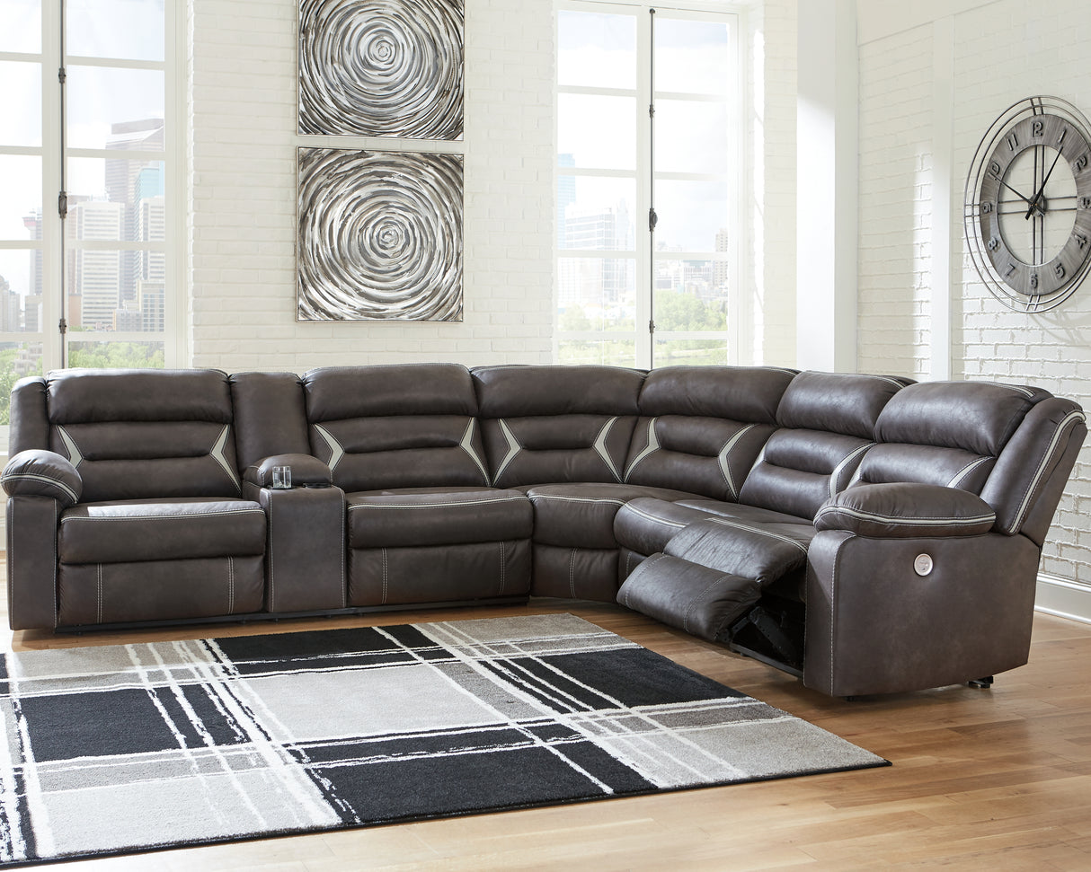 Furniture City Slidell - Ashley Furniture - Kincord Sectional - 4-Piece Power Reclining Sectional / Midnight - 13104S4