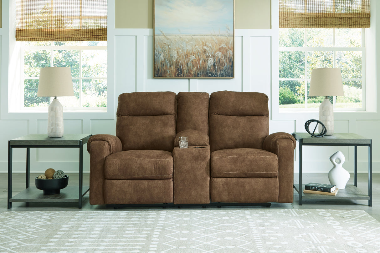 Furniture City Slidell - Ashley Furniture - Edenwold Living Room - DBL Rec Loveseat w/Console / Brindle - 1380594