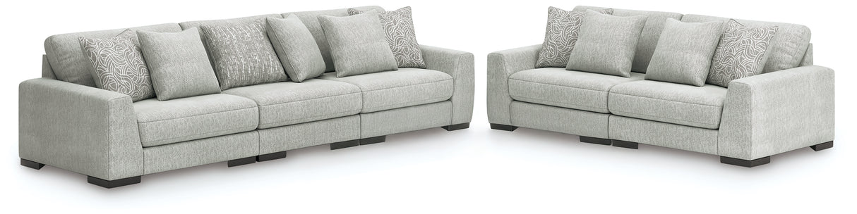 Furniture City Slidell - Ashley Furniture - Regent Park 3-Piece Sectional Sofa and 2-Piece Sectional Loveseat - 3-Piece Sectional Sofa and 2-Piece Sectional Loveseat / Pewter - 14404U4