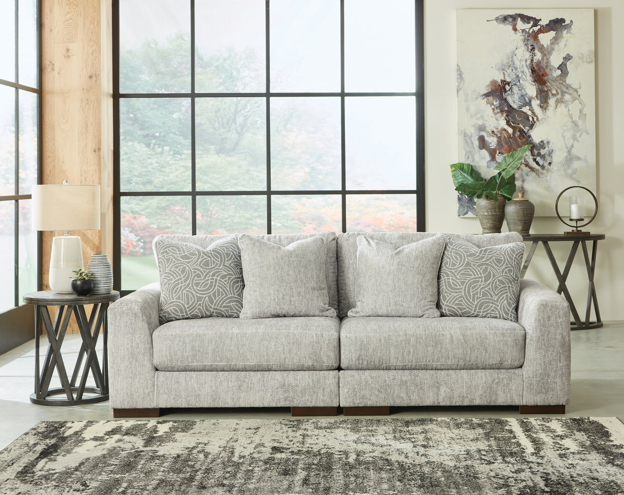 Furniture City Slidell - Ashley Furniture - Regent Park Sectional - RAF 2-Piece Sectional Loveseat / Pewter - 14404S4