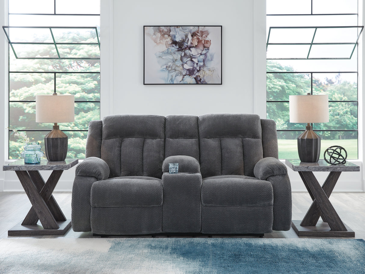 Furniture City Slidell - Ashley Furniture - Observation Living Room - DBL REC PWR Loveseat w/Console / Steel - PC2140596