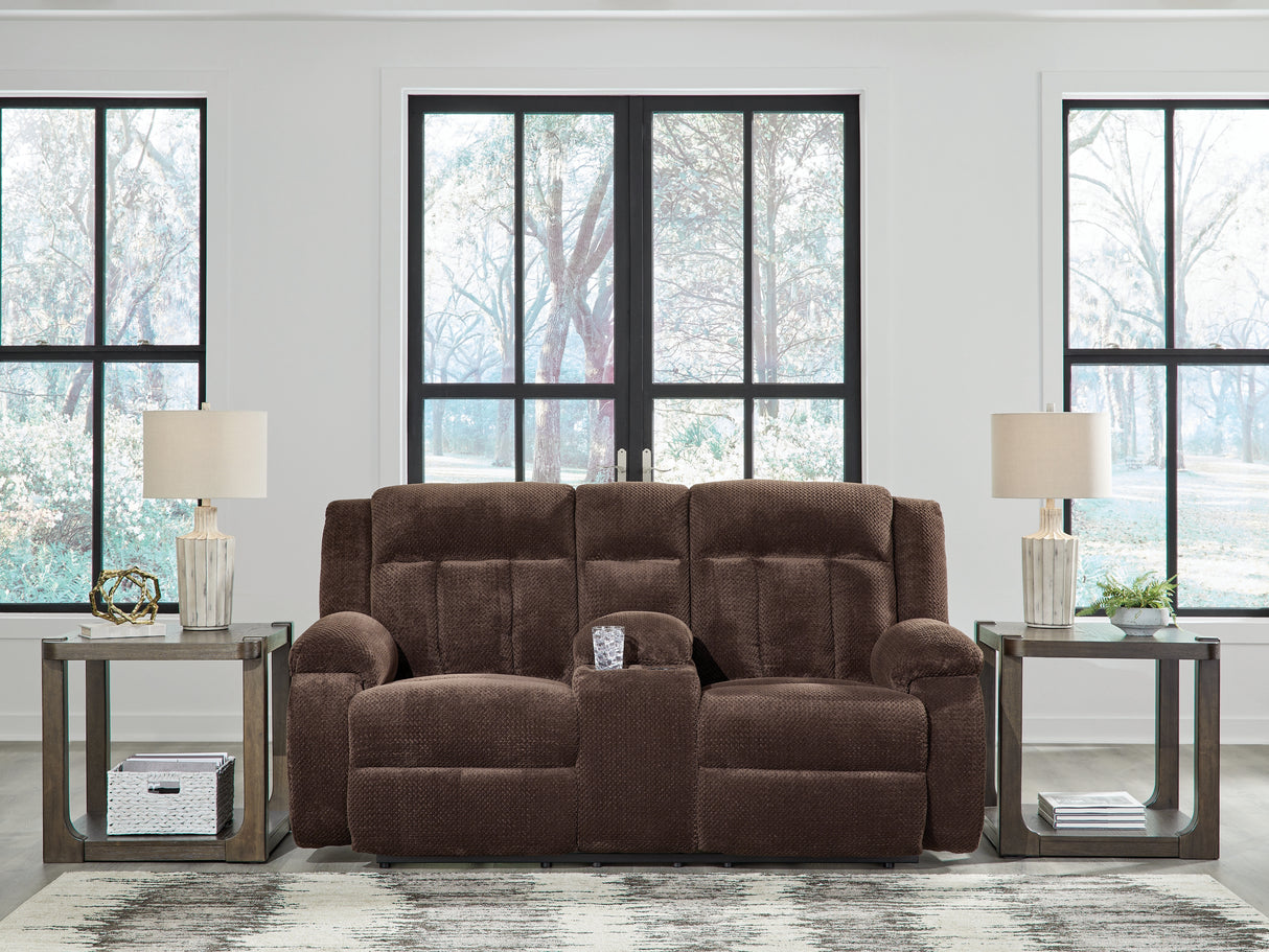 Furniture City Slidell - Ashley Furniture - Observation Living Room - DBL REC PWR Loveseat w/Console / Chocolate - PC2140696