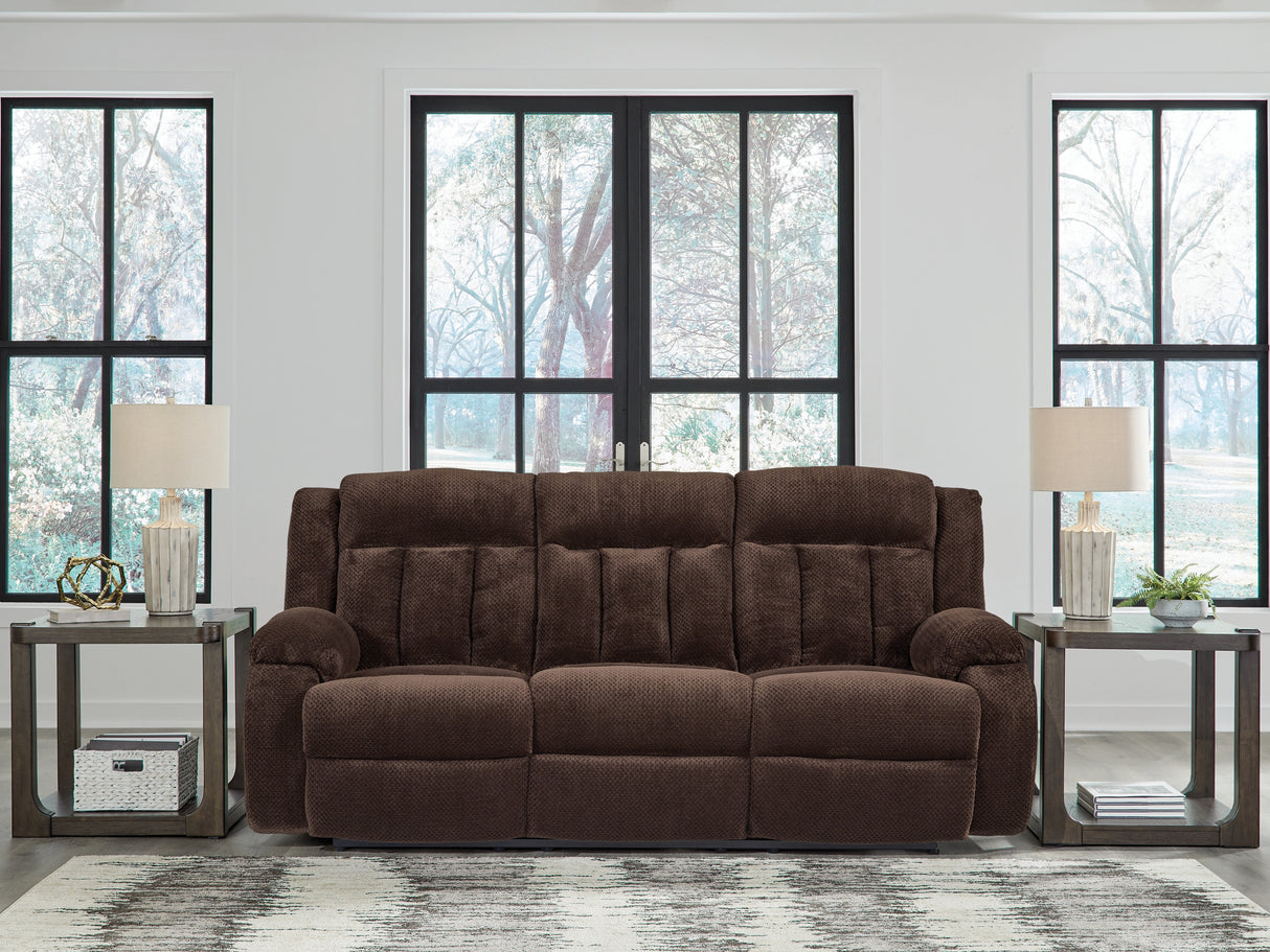 Furniture City Slidell - Ashley Furniture - Observation Living Room - REC PWR Sofa w/Drop Down Table / Chocolate - PC2140699