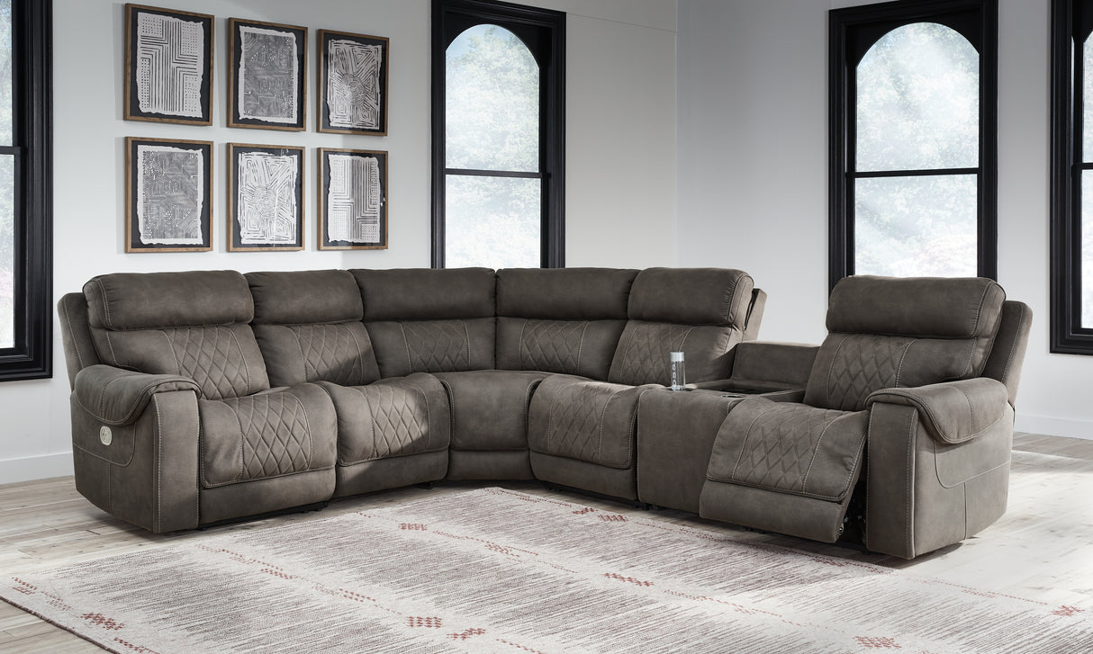 Furniture City Slidell - Ashley Furniture - Hoopster Sectional - 6-Piece Power Reclining Sectional / Gunmetal - 23703S5