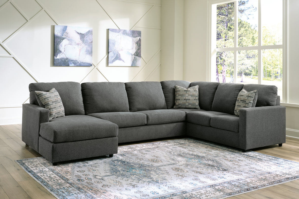 Furniture City Slidell - Ashley Furniture - Edenfield Sectional - RAF 3-Piece Sectional with Chaise / Charcoal - 29003S1