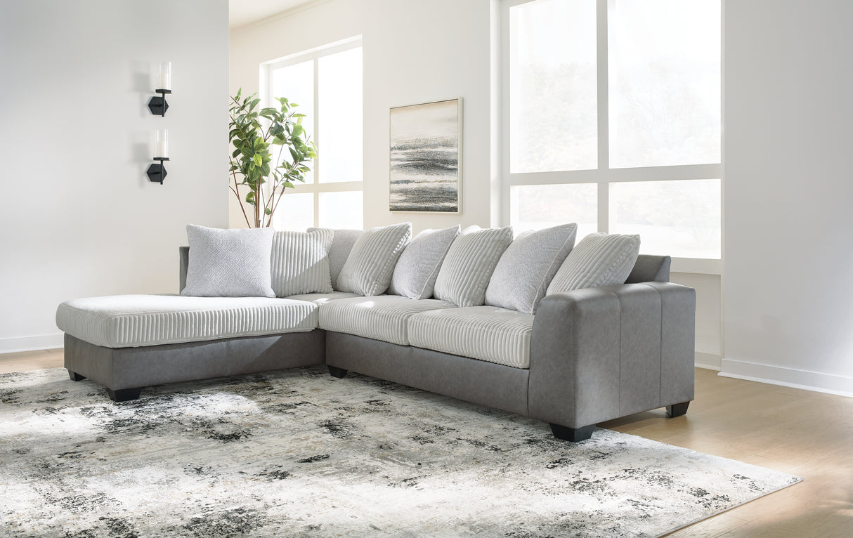 Furniture City Slidell - Ashley Furniture - Clairette Court Sectional - RAF 2-Piece Sectional with Chaise / Alloy - 31503S1