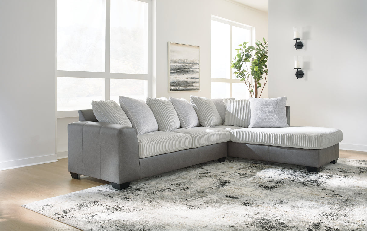 Furniture City Slidell - Ashley Furniture - Clairette Court Sectional - LAF 2-Piece Sectional with Chaise / Alloy - 31503S2