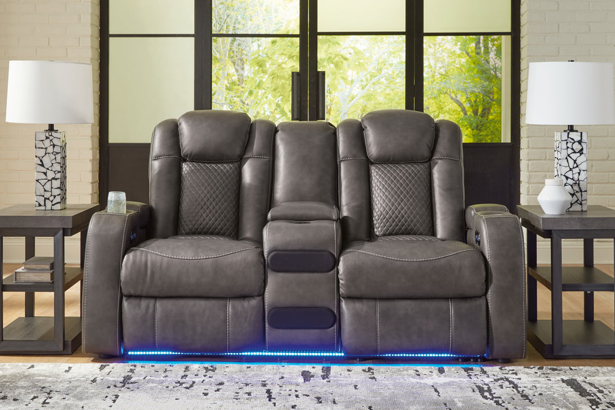 Furniture City Slidell - Ashley Furniture - Fyne-Dyme Living Room - PWR REC Loveseat/CON/ADJ HDRST / Shadow - 3660218