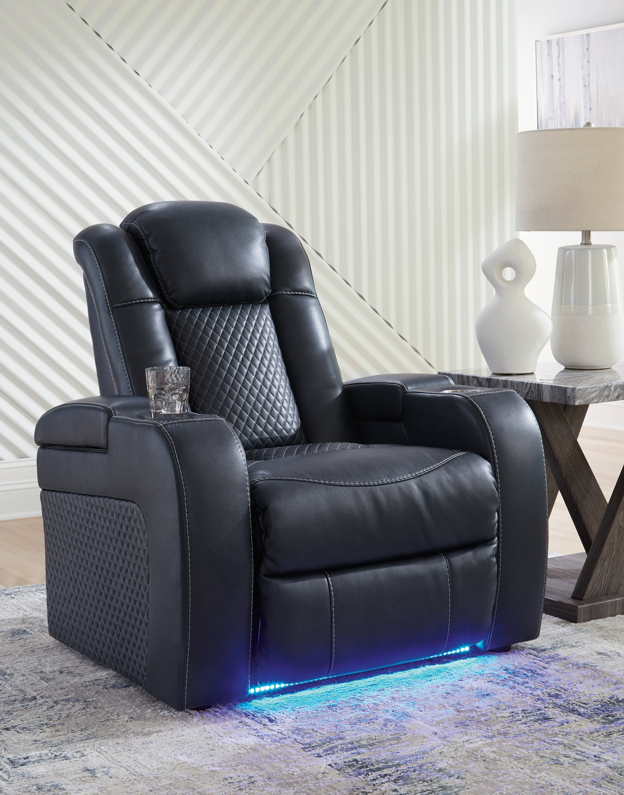 Furniture City Slidell - Ashley Furniture - Fyne-Dyme Living Room - PWR Recliner/ADJ Headrest / Sapphire - 3660313