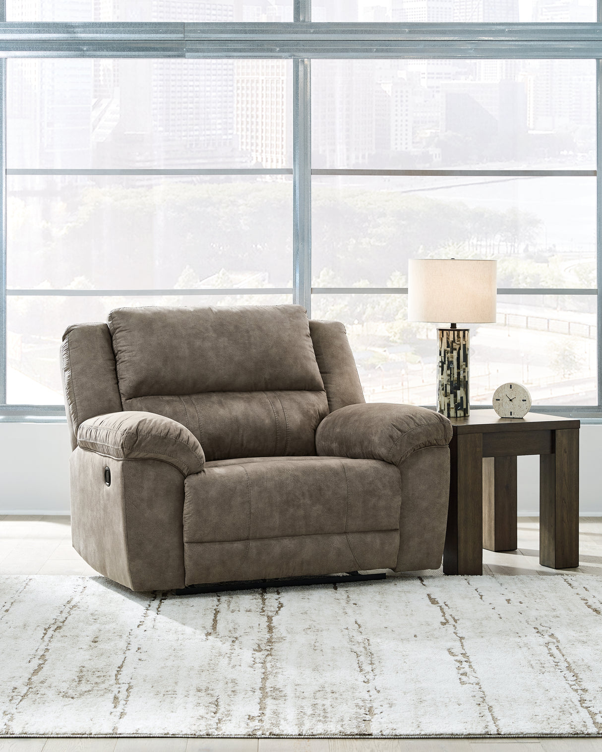 Furniture City Slidell - Ashley Furniture - Laresview Living Room - DBL Rec Loveseat w/Console / Fossil - 3720394