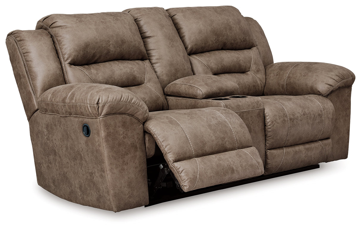 Furniture City Slidell - Ashley Furniture - Stoneland Living Room - DBL Rec Loveseat w/Console / Fossil - 3990594