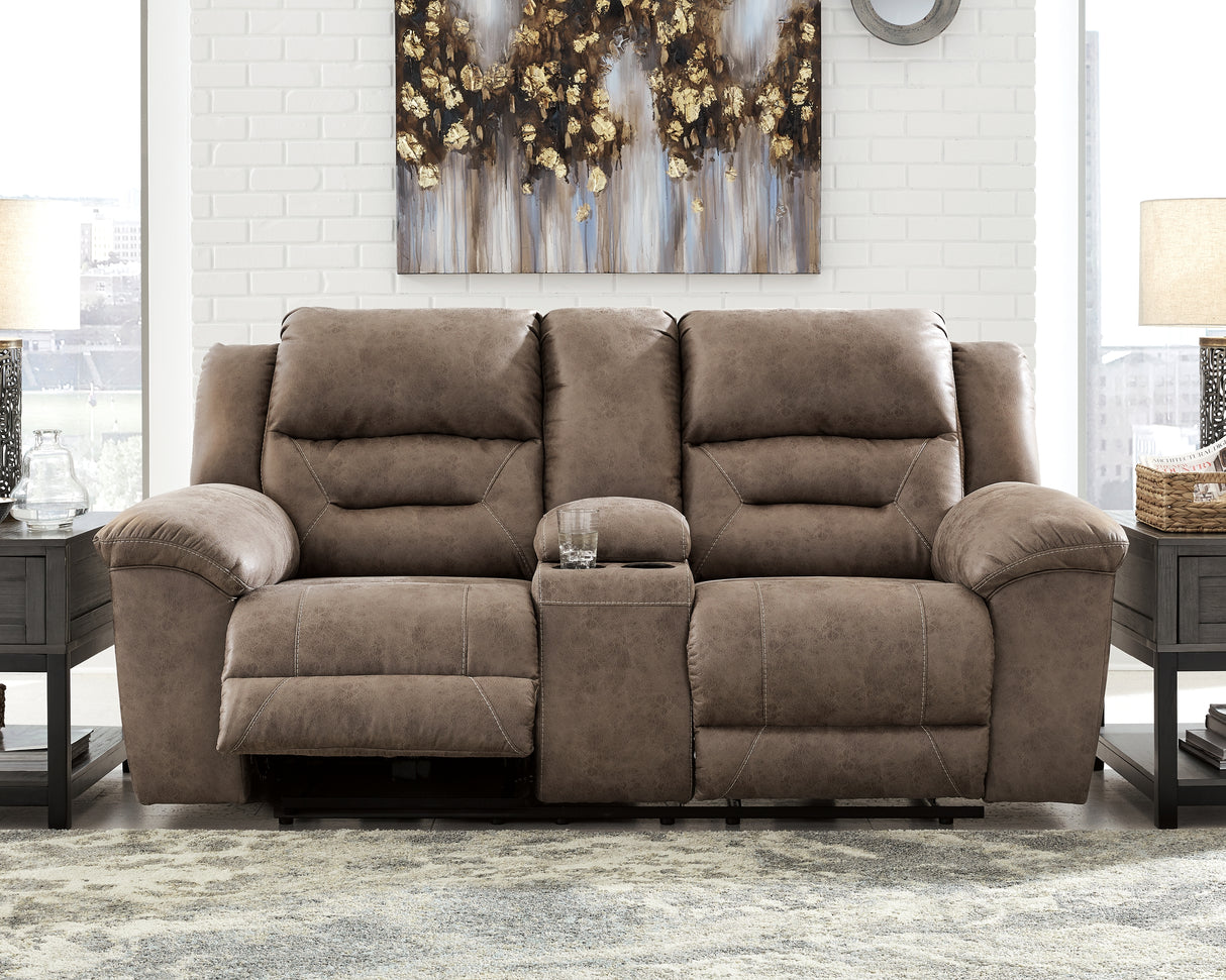 Furniture City Slidell - Ashley Furniture - Stoneland Living Room - DBL REC PWR Loveseat w/Console / Fossil - 3990596