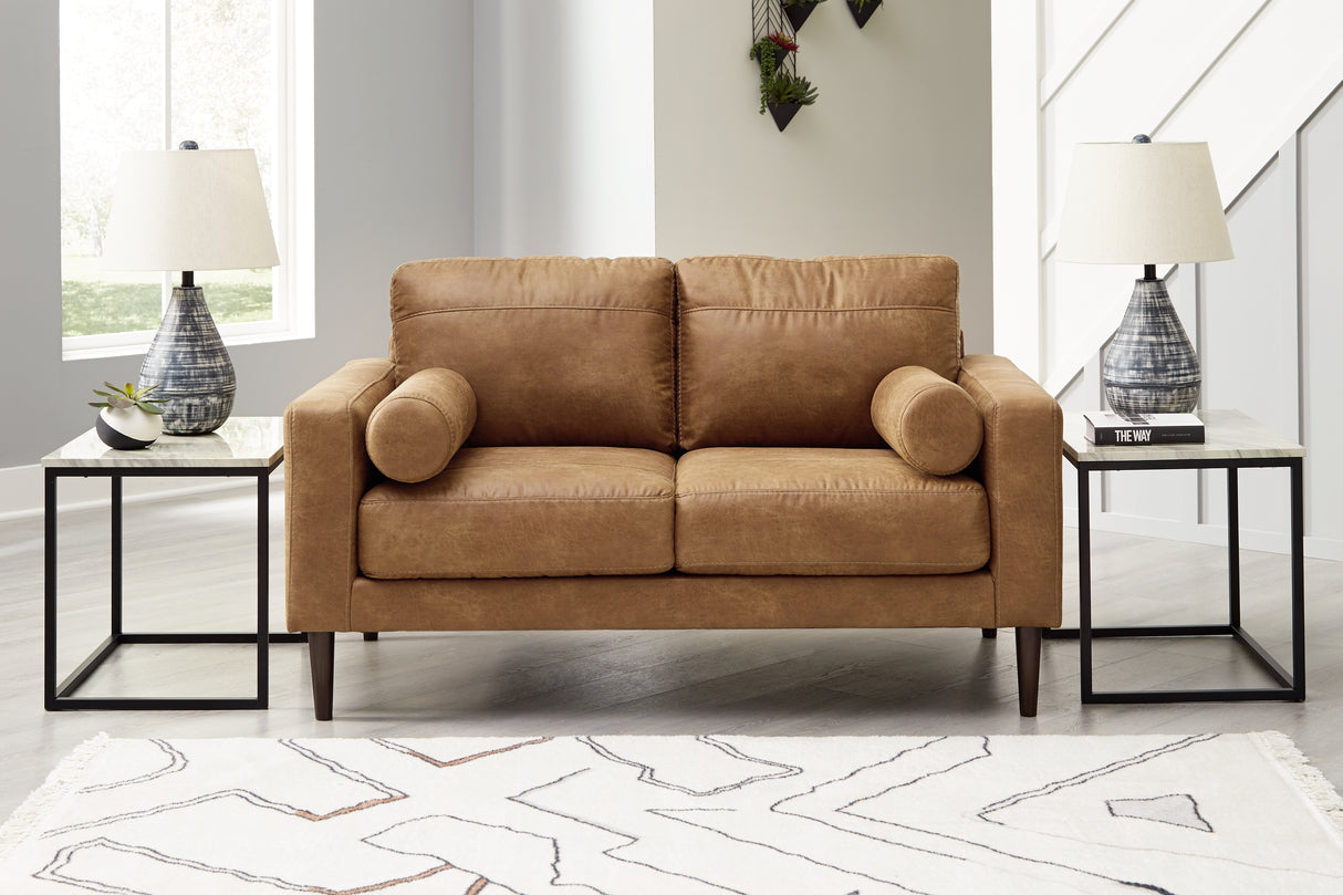 Furniture City Slidell - Ashley Furniture - Telora Living Room - Loveseat / Caramel - 4100235