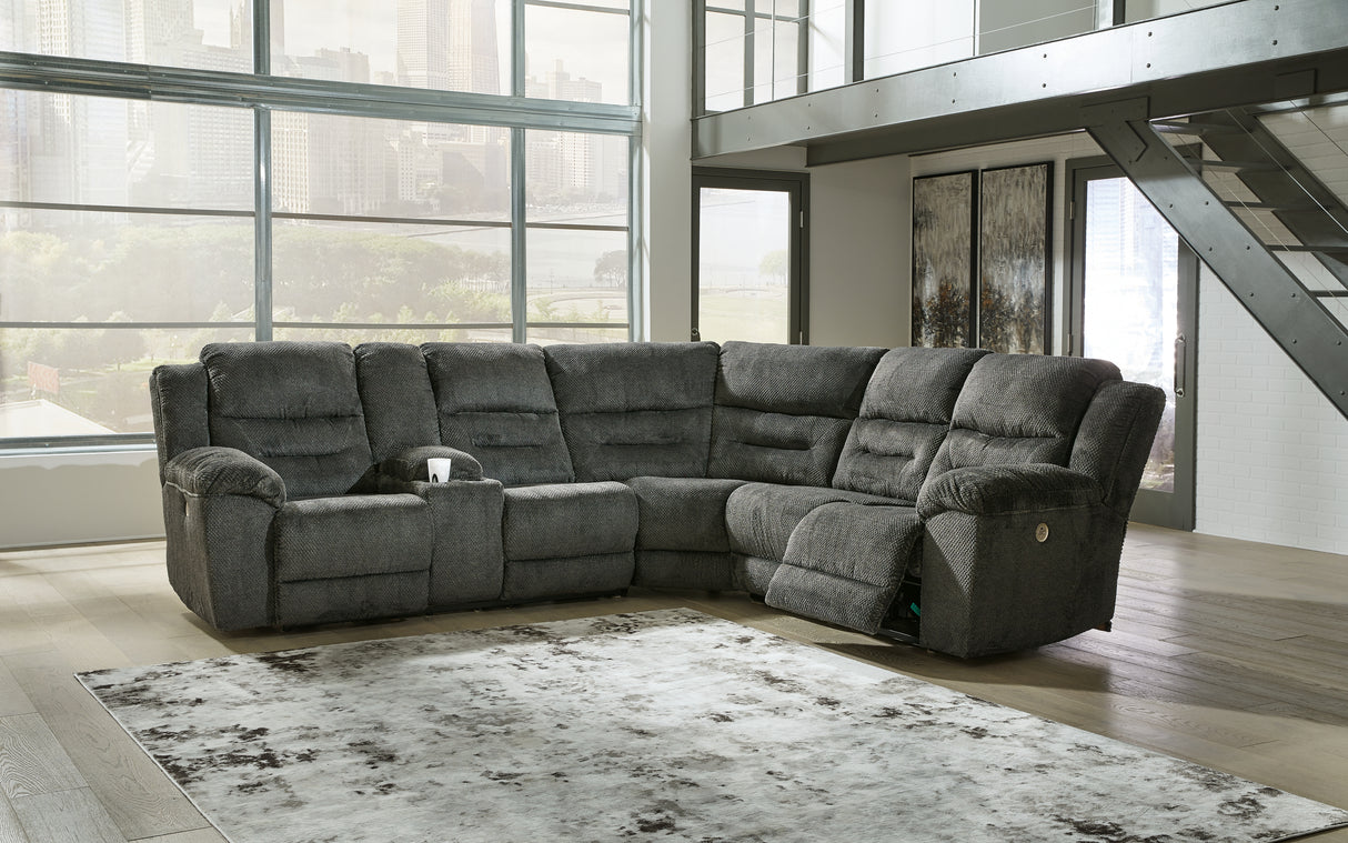 Furniture City Slidell - Ashley Furniture - Nettington Sectional - 3-Piece Power Reclining Sectional / Smoke - 44101S1