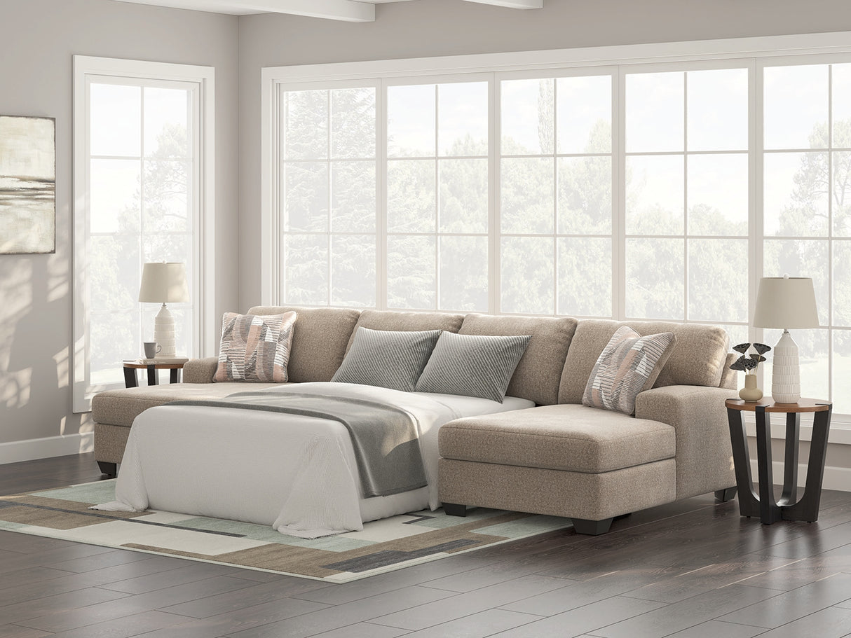 Furniture City Slidell - Ashley Furniture - Newellen Sectional - RAF 3-Piece Sectional with Double Chaise / Hemp - 48404S7