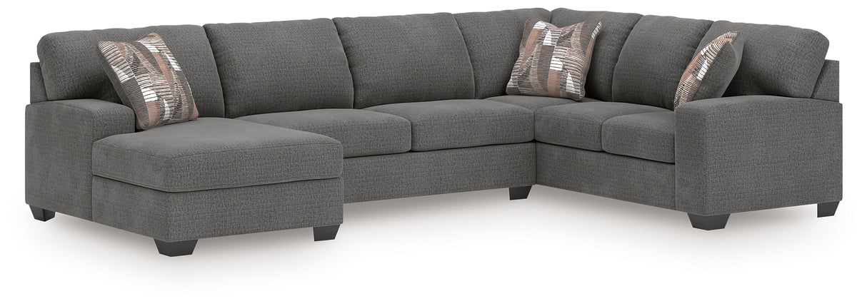 Furniture City Slidell - Ashley Furniture - Newellen Sectional - RAF 3-Piece Sectional with Chaise / Greystone - 48405S1