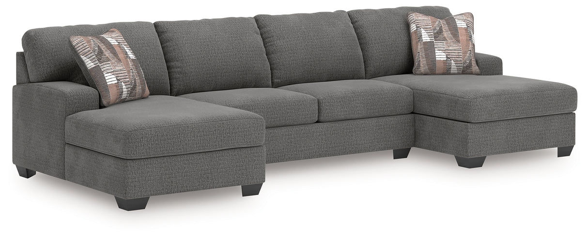 Furniture City Slidell - Ashley Furniture - Newellen Sectional - RAF 3-Piece Sleeper Sectional with Double Chaise / Greystone - 48405S7