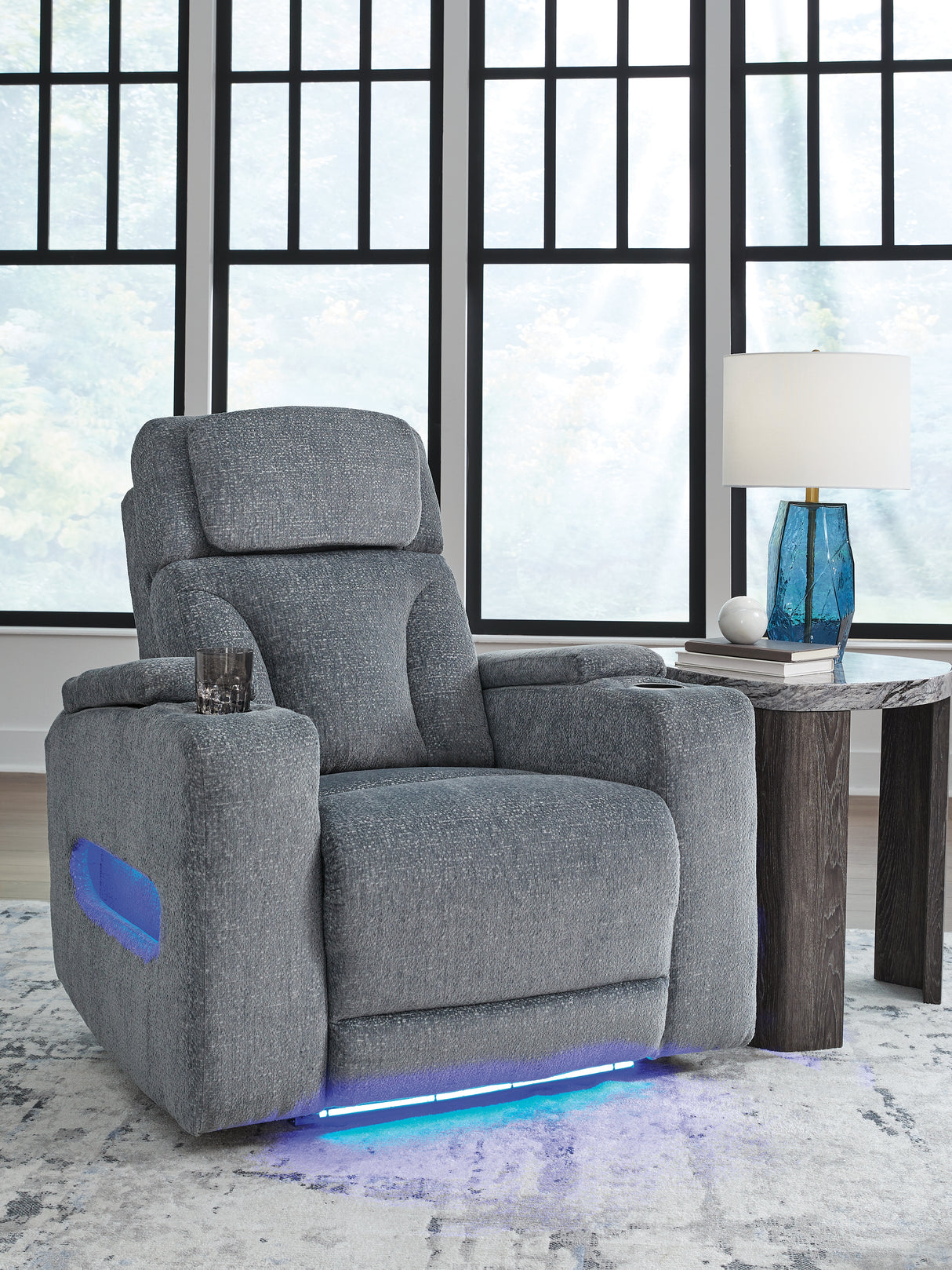 Furniture City Slidell - Ashley Furniture - Studio Cave Living Room - PWR Recliner/ADJ Headrest / Steel - PC4980213