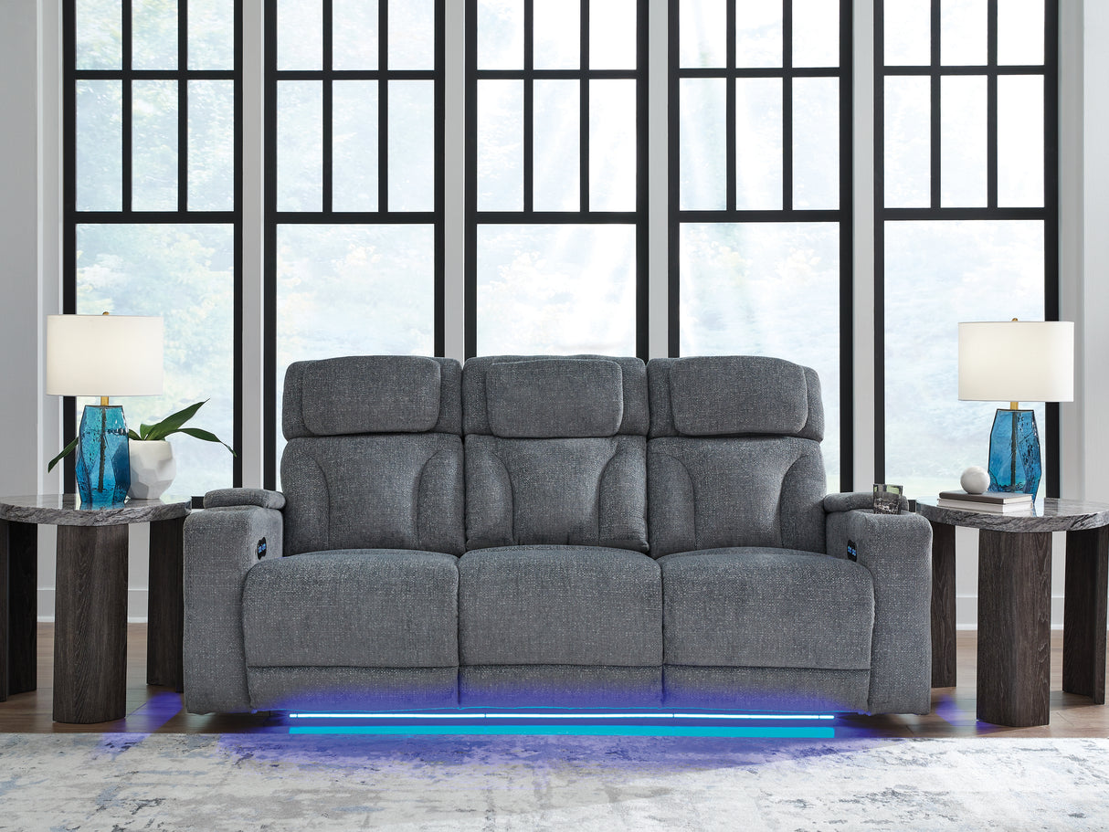 Furniture City Slidell - Ashley Furniture - Studio Cave Living Room - PWR REC Sofa with ADJ Headrest / Steel - PC4980215