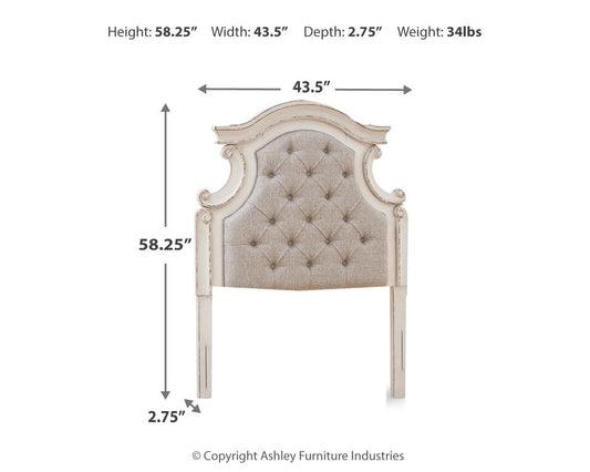 Realyn - Twin UPH Panel Headboard - Chipped White