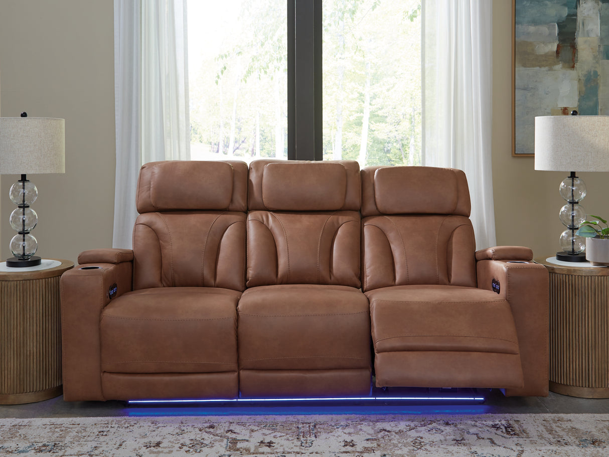 Furniture City Slidell - Ashley Furniture - Clean-Slate Living Room - PWR REC Sofa with ADJ Headrest / Caramel - PC5010115