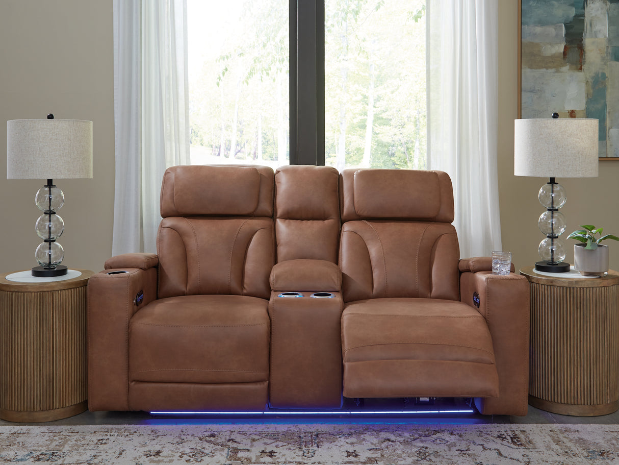 Furniture City Slidell - Ashley Furniture - Clean-Slate Living Room - PWR REC Loveseat/CON/ADJ HDRST / Caramel - PC5010118