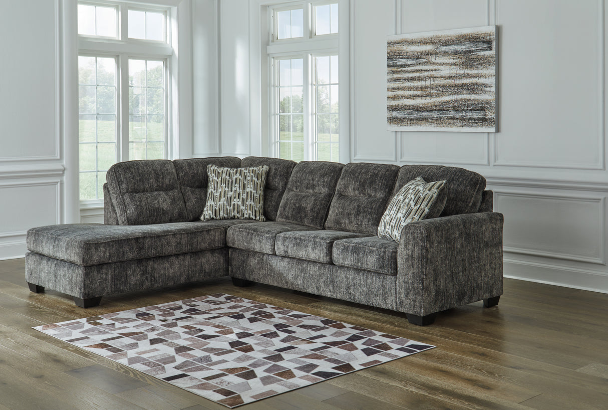 Furniture City Slidell - Ashley Furniture - Lonoke Sectional - LAF 2-Piece Sectional with Chaise / Gunmetal - 50504S2