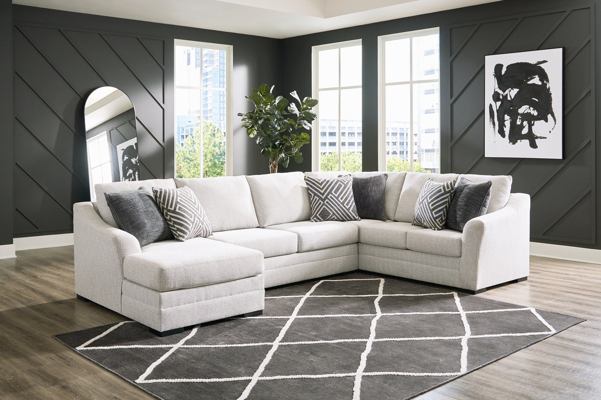 Furniture City Slidell - Ashley Furniture - Koralynn Sectional - RAF 3-Piece Sectional with Chaise / Stone - 54102S1