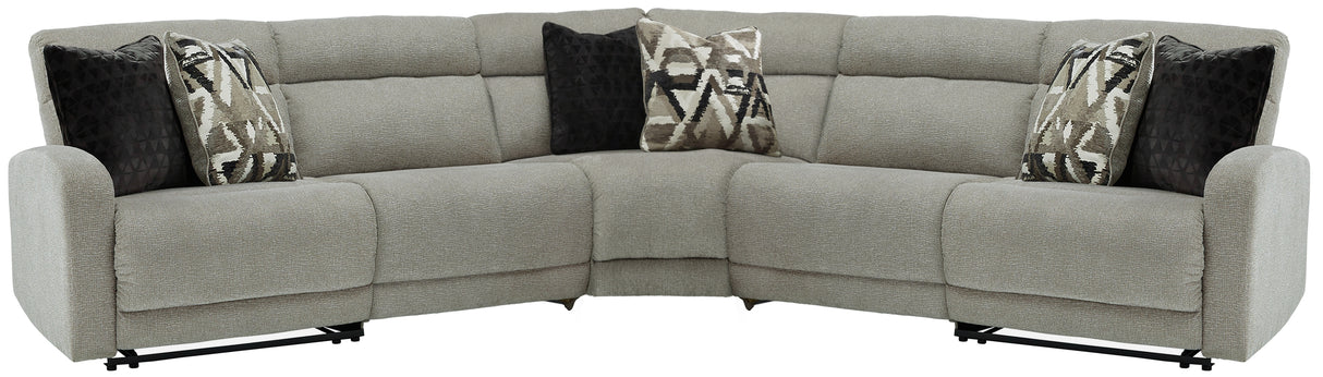 Furniture City Slidell - Ashley Furniture - Colleyville Sectional - 5-Piece Power Reclining Sectional / Stone - 54405S6