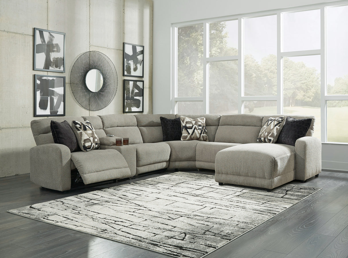 Furniture City Slidell - Ashley Furniture - Colleyville Sectional - 6-Piece Power Reclining Sectional with Chaise / Stone - 54405S12