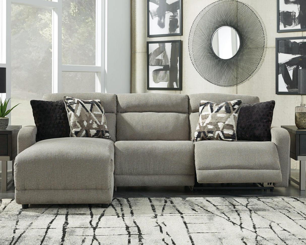 Furniture City Slidell - Ashley Furniture - Colleyville Sectional - 3-Piece Power Reclining Sectional with Chaise / Stone - 54405S4