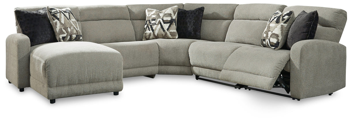 Furniture City Slidell - Ashley Furniture - Colleyville Sectional - 5-Piece Power Reclining Sectional with Chaise / Stone - 54405S11