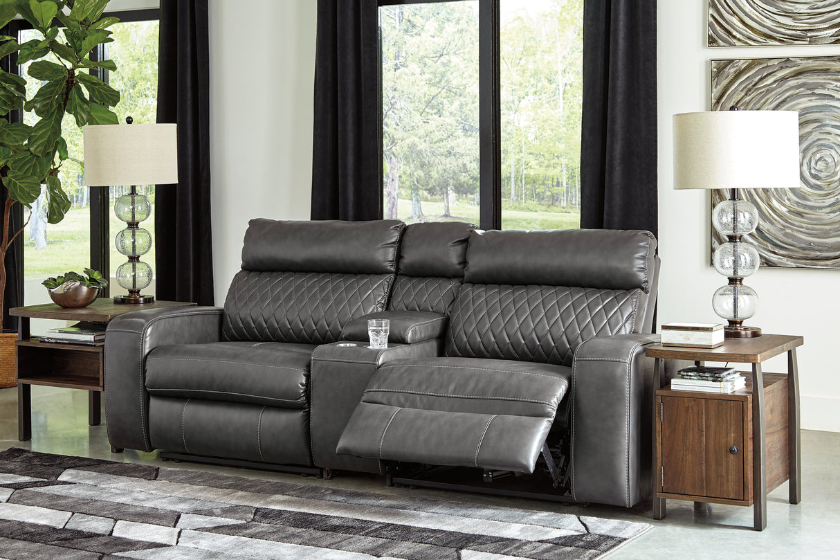 Furniture City Slidell - Ashley Furniture - Samperstone Sectional - 2-Piece Power Reclining Sectional Loveseat / Gray - 55203S5