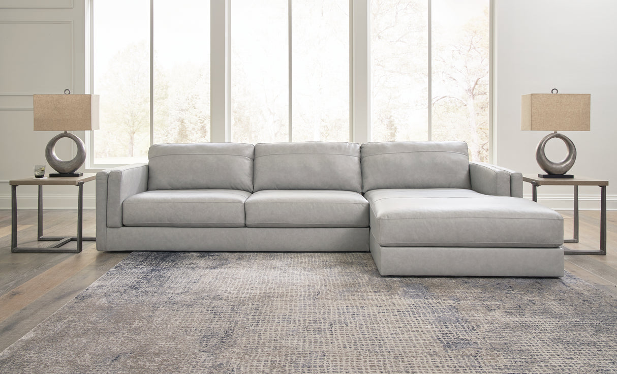 Furniture City Slidell - Ashley Furniture - Amiata Sectional - LAF 2-Piece Sectional with Chaise / Glacier - 57404S2