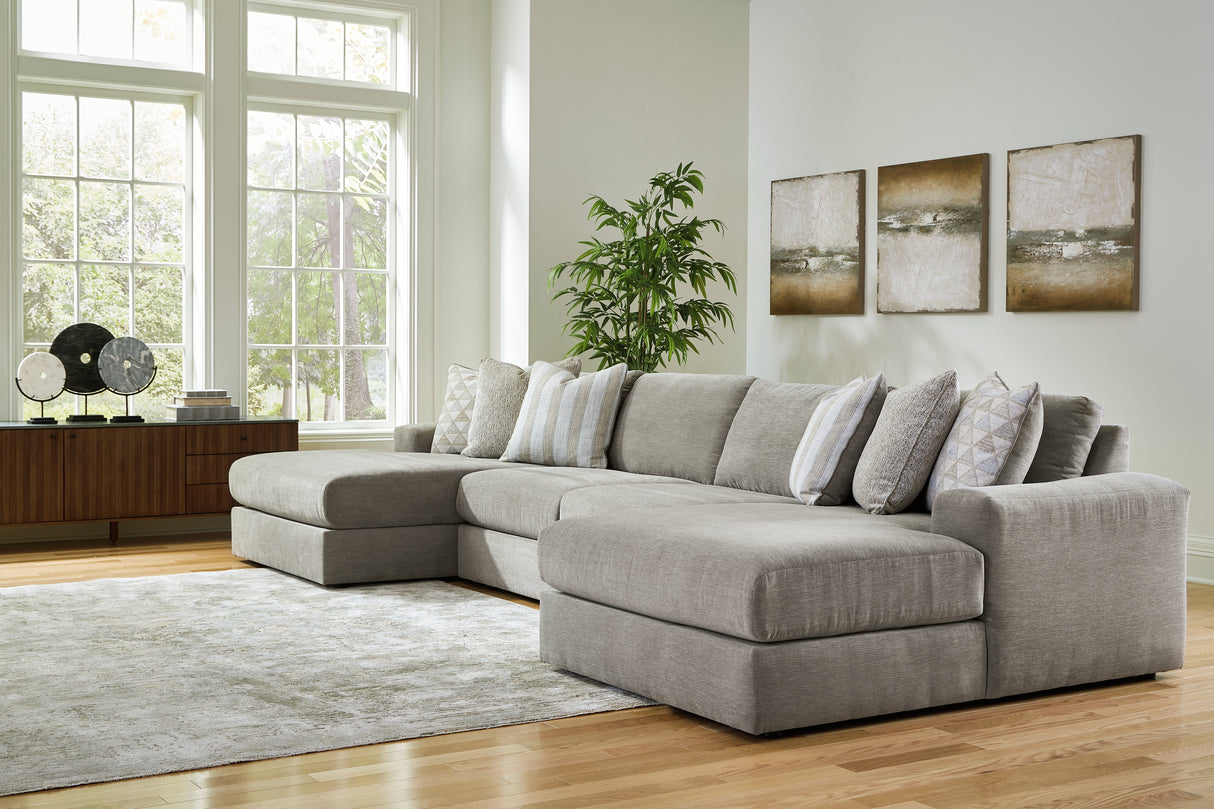 Furniture City Slidell - Ashley Furniture - Avaliyah Sectional - RAF 4-Piece Double Chaise Sectional / Ash - 58103S11