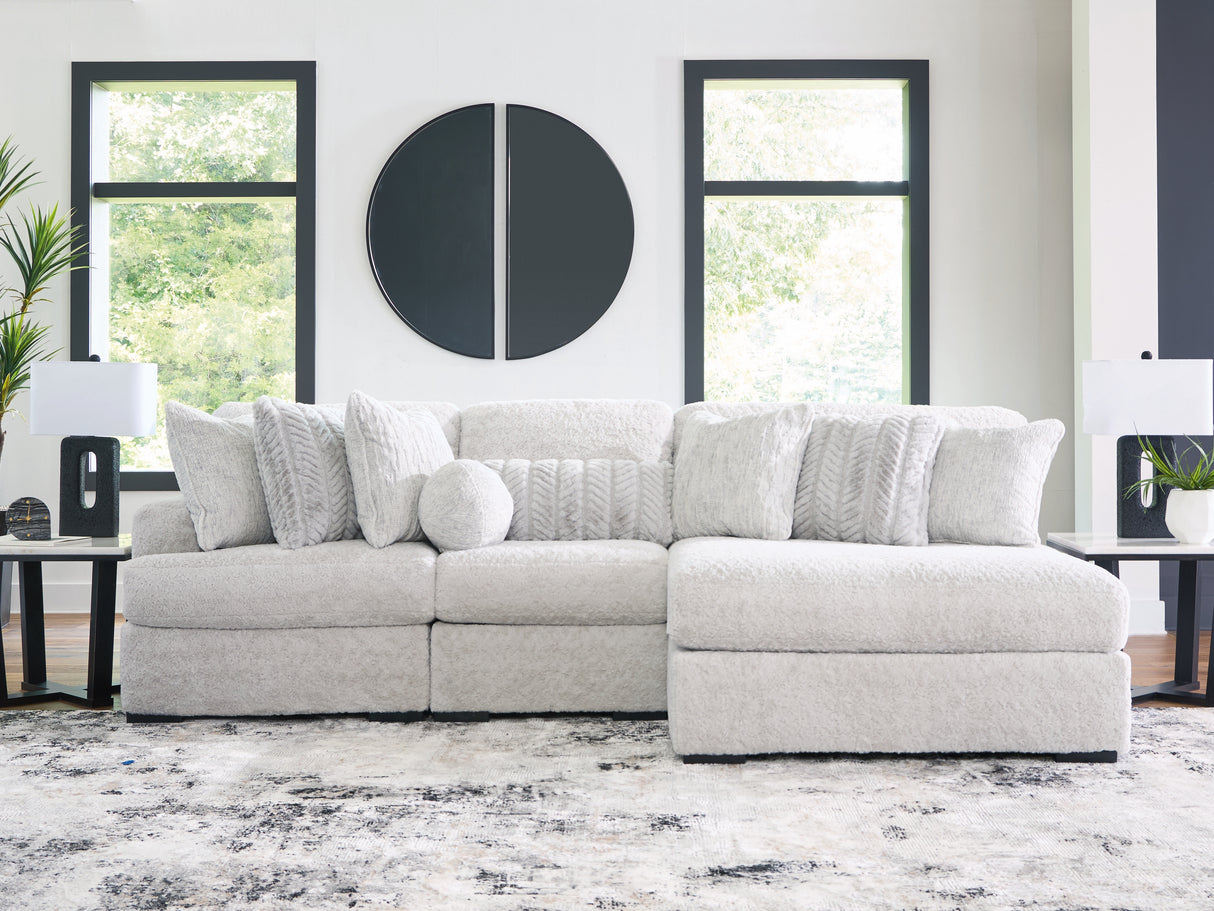 Furniture City Slidell - Ashley Furniture - Cuddle Plush Sectional - RAF 3-Piece Sectional with Chaise / Arctic - PC59106S1