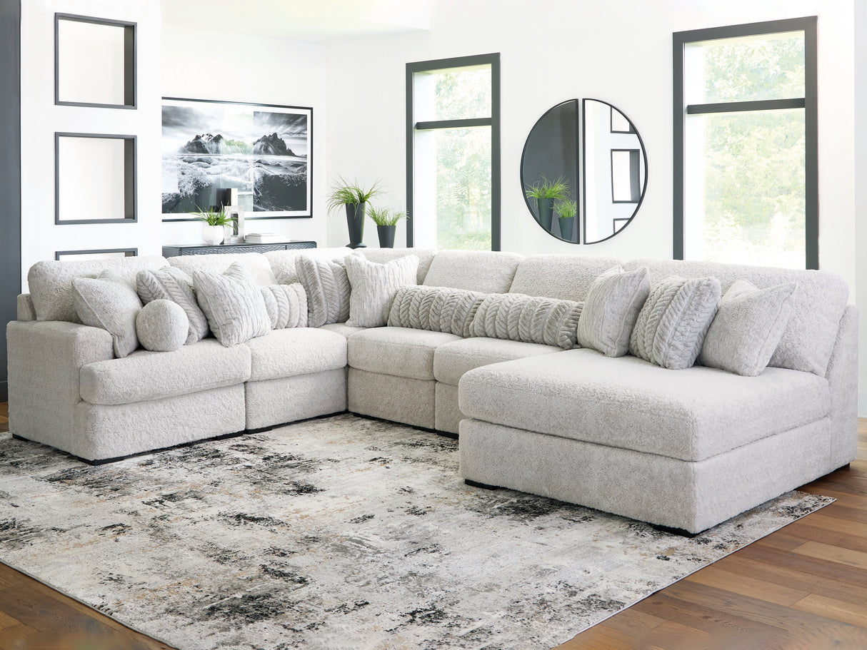 Furniture City Slidell - Ashley Furniture - Cuddle Plush Sectional - RAF 6-Piece Sectional with Chaise / Arctic - PC59106S3
