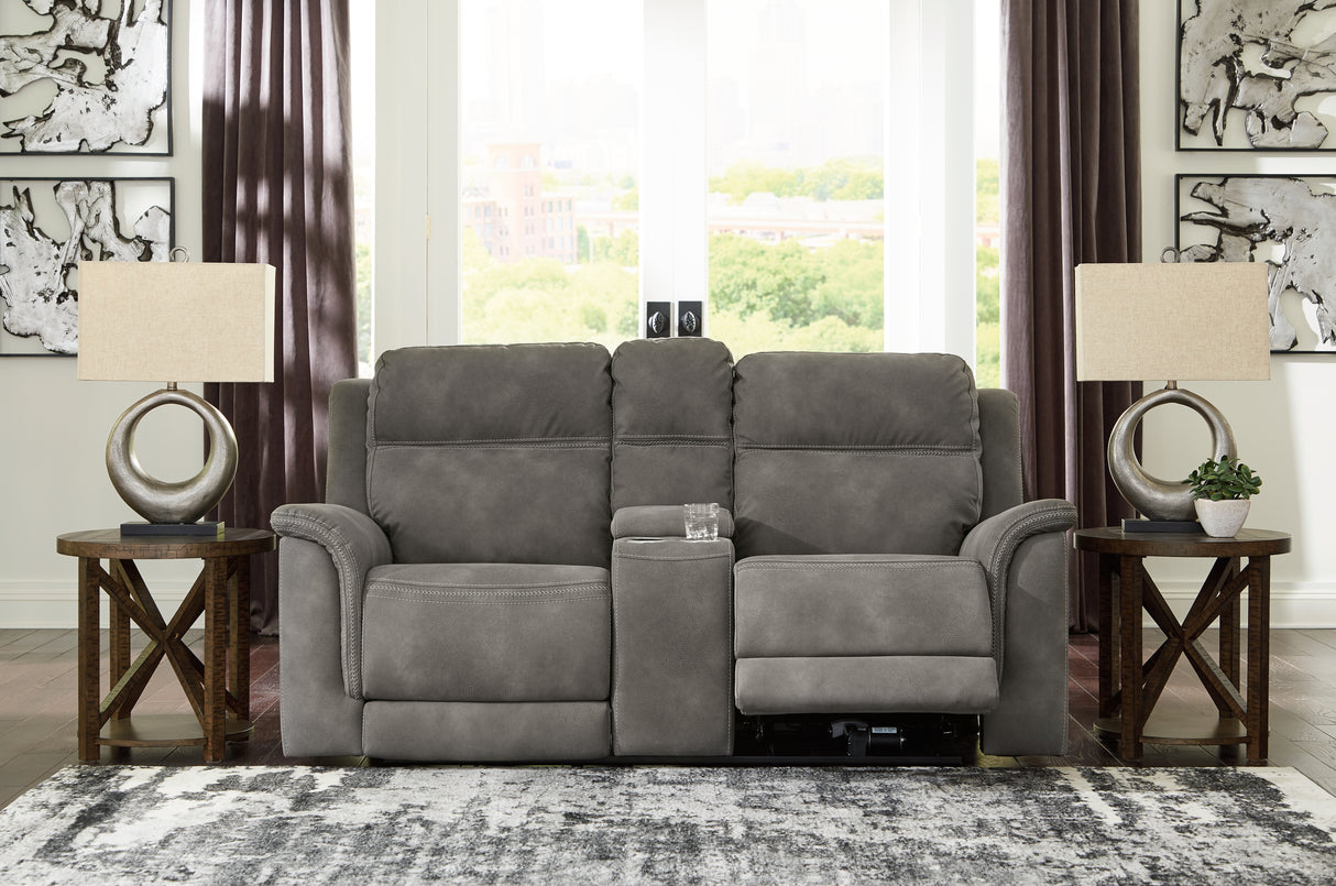 Furniture City Slidell - Ashley Furniture - Next-Gen DuraPella Living Room - PWR REC Loveseat/CON/ADJ HDRST / Slate - 5930118