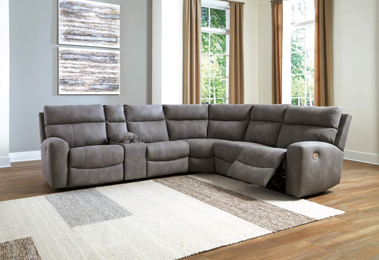 Furniture City Slidell - Ashley Furniture - Next-Gen DuraPella Sectional - 6-Piece Power Reclining Sectional / Slate - 61003S7