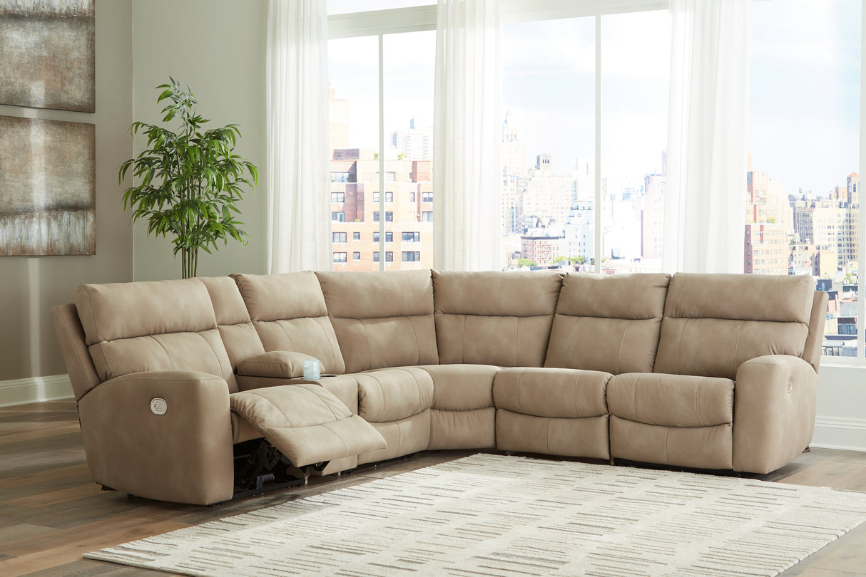 Furniture City Slidell - Ashley Furniture - Next-Gen DuraPella Sectional - 5-Piece Power Reclining Sectional / Sand - 61004S6