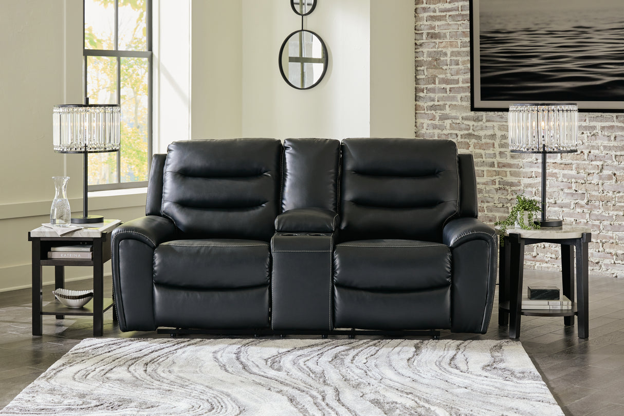 Furniture City Slidell - Ashley Furniture - Warlin Living Room - PWR REC Loveseat/CON/ADJ HDRST / Black - 6110518