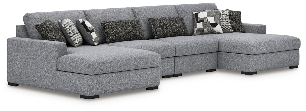 Furniture City Slidell - Ashley Furniture - Bealton Sectional - RAF 4-Piece Sectional with Double Chaise / Salt and Pepper - 61305S9