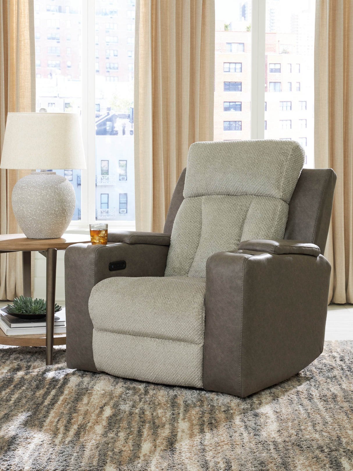 Furniture City Slidell - Ashley Furniture - WhipLash Living Room - PWR Recliner/ADJ Headrest / Sisal - PC6320413