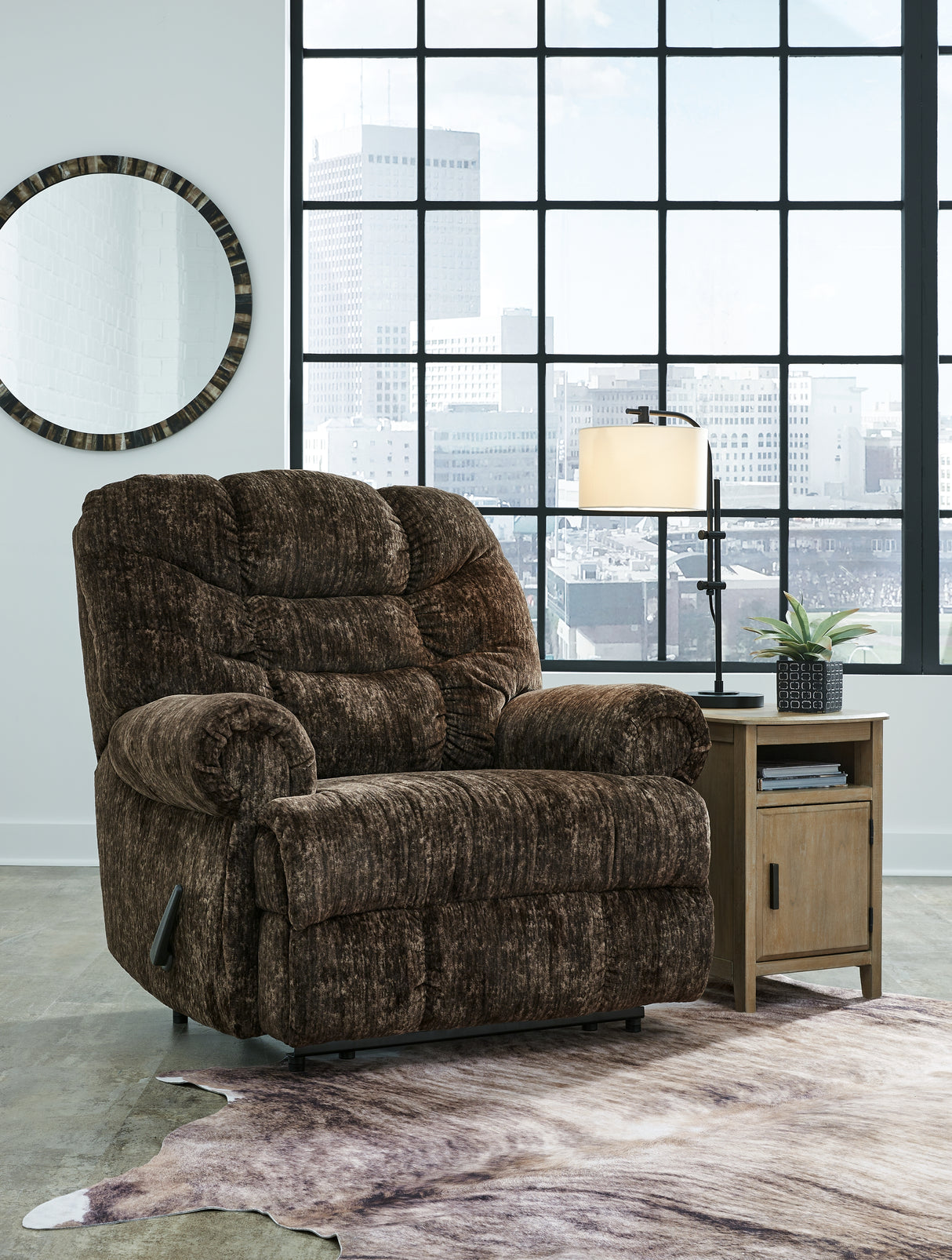 Furniture City Slidell - Ashley Furniture - Movie Man Living Room - Zero Wall Recliner / Chocolate - 6380229