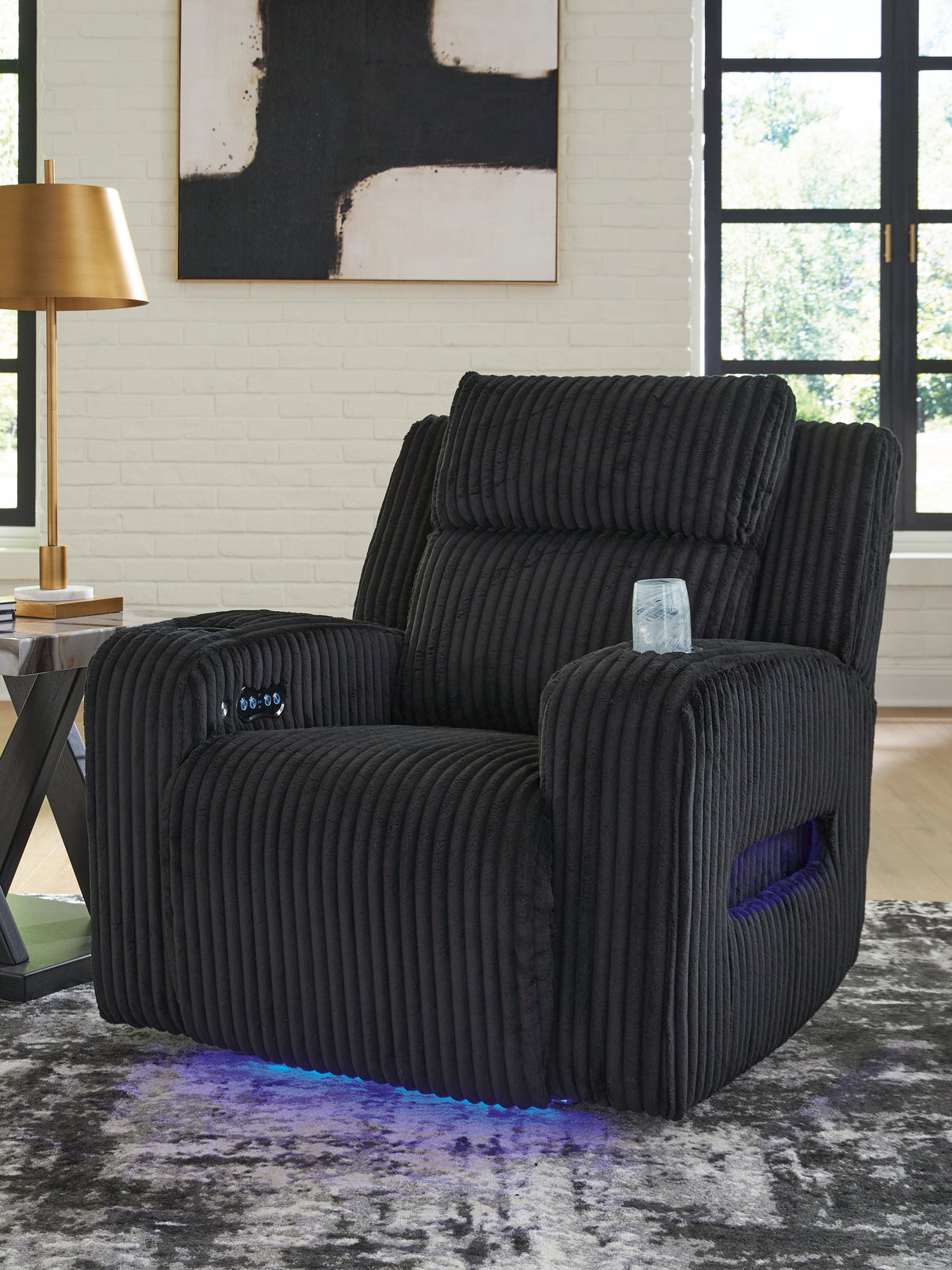 Furniture City Slidell - Ashley Furniture - Forest Lake Living Room - PWR Recliner/ADJ Headrest / Black - PC6420213