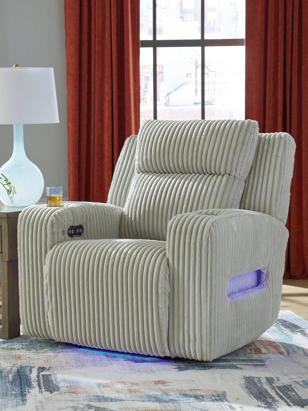 Furniture City Slidell - Ashley Furniture - Forest Lake Living Room - PWR Recliner/ADJ Headrest / Alloy - PC6420313