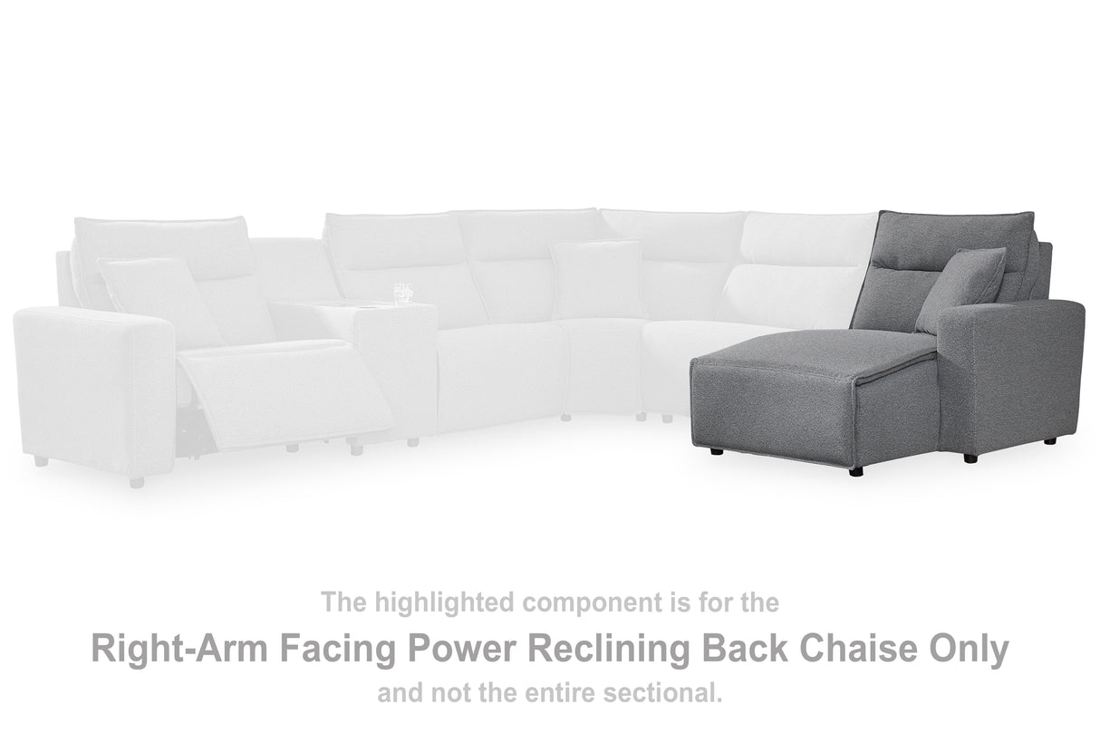 Furniture City Slidell - Ashley Furniture - ModMax II Sectional - RAF Press Back Power Chaise / Salt and Pepper - 6590697