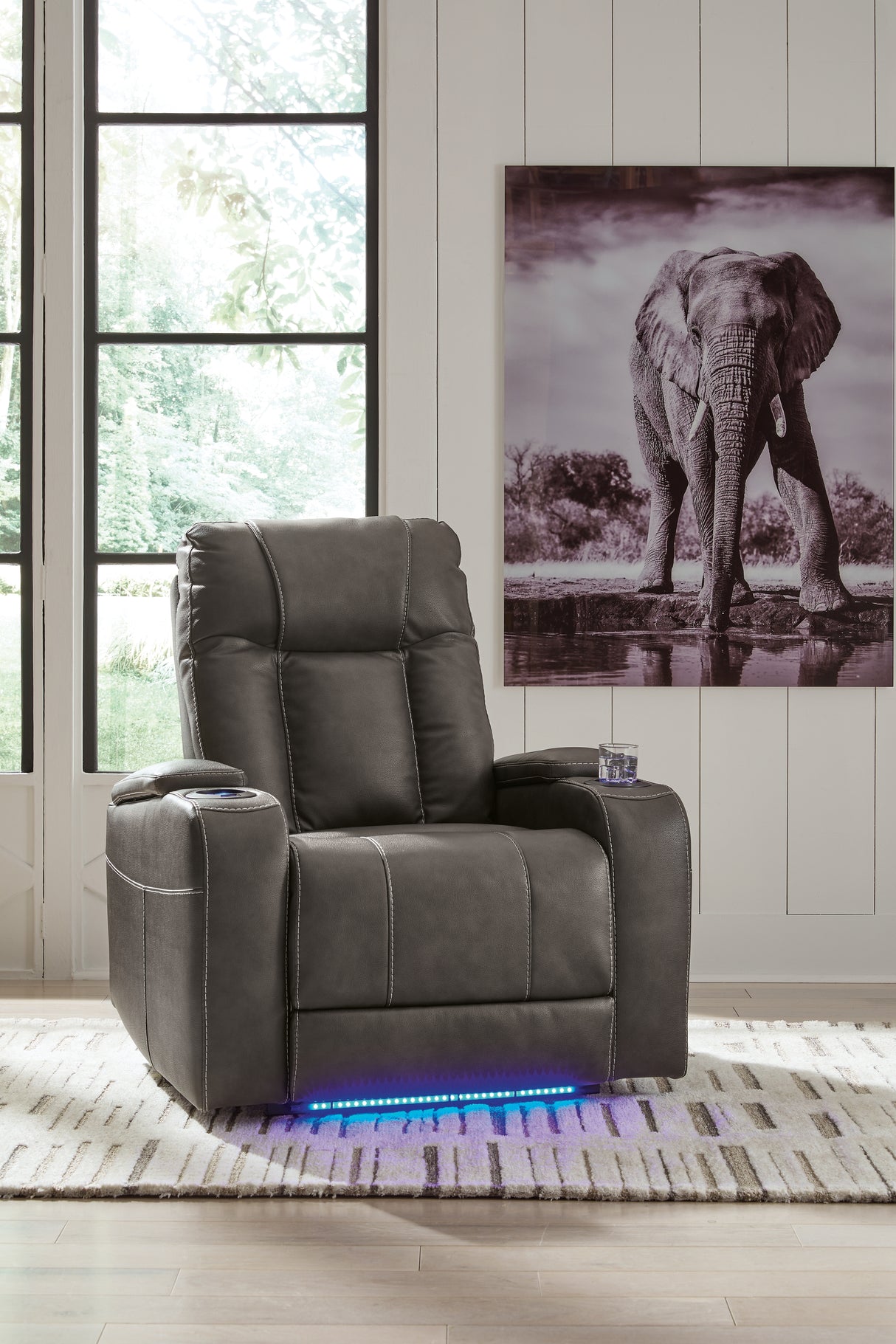 Furniture City Slidell - Ashley Furniture - Feazada Living Room - PWR Recliner/ADJ Headrest / Sapphire - 6620613