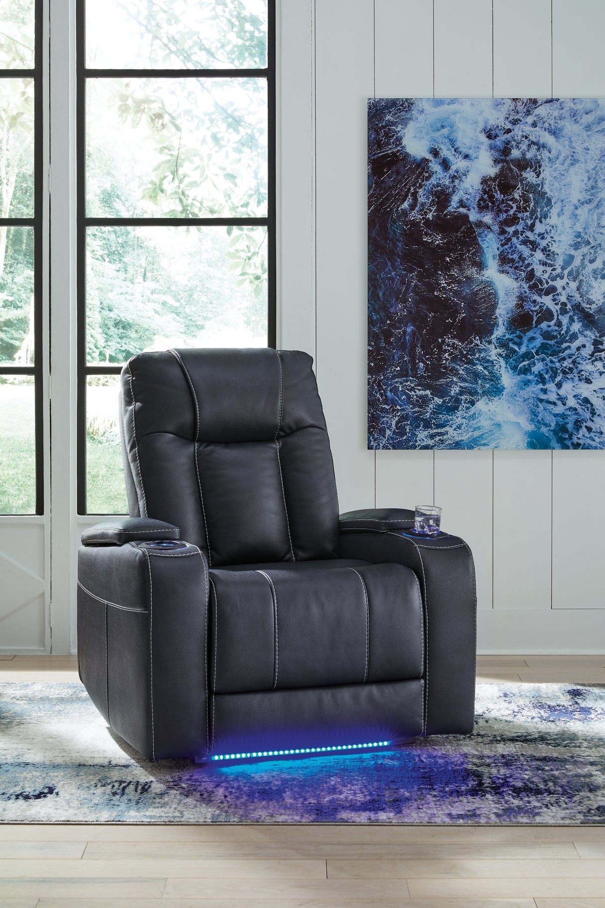 Furniture City Slidell - Ashley Furniture - Feazada Living Room - PWR Recliner/ADJ Headrest / Sapphire - 6620613