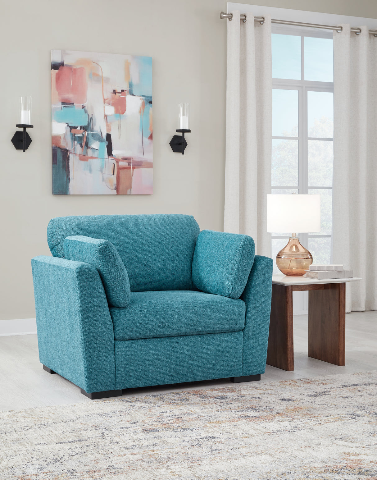 Furniture City Slidell - Ashley Furniture - Keerwick Living Room - Chair and a Half / Teal - 6750723